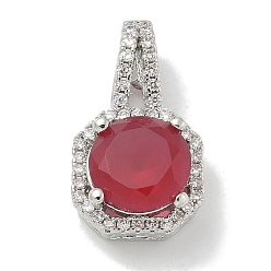 Красный Стойка металлическая латунная микропрофилированная кубическая циркония подвески, долговечный, без свинца и без кадмия, квадратных амулеты, красные, 17.5x10.5x6.7 мм, отверстие : 2.5x6 мм