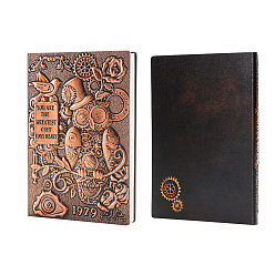 Chocolate Rectangle 3D Embossed PU Leather Notebook, A5 Owl Pattern Journal, for School Office Supplies, Chocolate, 215x145mm