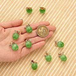 Lime Green 10Pcs Apple Gemstone Charm Pendant Crystal Quartz Healing Natural Stone Pendants Opal Buckle for Jewelry Necklace Earring Making Crafts, Lime Green, 20.5x14.8mm, Hole: 3mm