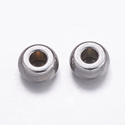 Stainless Steel Color 304 Stainless Steel Beads, Drum, Stainless Steel Color, 5x2mm, Hole: 1.5mm