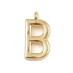 Letter B Латунь прелести, стойки покрытие, долговечный, без кадмия и без свинца, реальный 18 k позолоченный, В письме, 9x4.5x1.3 мм, отверстие : 0.8 мм