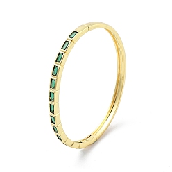 Зеленый Браслеты из латуни с микропаве из кубического циркония для женщин, долговечный, без свинца и без кадмия, реальный 18 k позолоченный, прямоугольные, зелёные, внутренний диаметр: 2x2-3/8 дюйм (5.2x6.1 см)