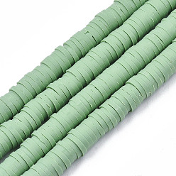 Темный Морско-зеленый Полимерной глины ручной работы бисер нитей, для поделок ювелирных изделий, Heishi бусы, Диск / плоские круглые, темно-зеленый, 6x0.5~1 мм, отверстие : 1.8 мм, около 290~320 шт / нитка, 15.75 дюйм ~ 16.14 дюйм (40~41 см)