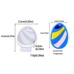 Stripe Easter Egg Pendant DIY Silicone Molds, Resin Casting Molds, for UV Resin, Epoxy Resin Jewelry Making, Stripe, 83x52x6mm, Inner Diameter: 70x48x5mm