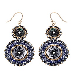 Черный Женские серьги с плетеными стеклянными семенами, богемный стиль, чёрные, 78x33 мм