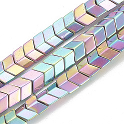 Rainbow Plated Electroplate Non-magnetic Synthetic Hematite Beads Strands, Arrow, Rainbow Plated, 5x6x3mm, Hole: 1mm, about 110pcs/strand, 15.7 inch