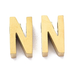 Letter N Ion Plating(IP) 304 Stainless Steel Charms, Alphabet, Golden, Letter.N, 8x4.5x3mm, Hole: 1.8mm