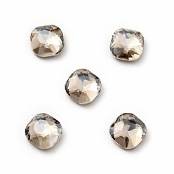 Satin K9 Glass Rhinestone Cabochons, Flat Back & Back Plated, Faceted, Square, Satin, 5x5x2mm