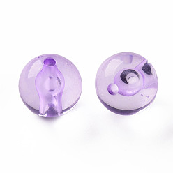 Lilac Transparent Acrylic Beads, Round, Lilac, 16x15mm, Hole: 2.8mm, about 220pcs/500g