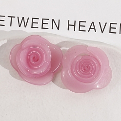 Pink Cellulose Acetate(Resin) Cabochons, Flower, Pink, 37x36mm