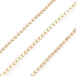 Real 18K Gold Plated Brass Flat Round Beaded Ball Chains, Unwelded, with Spool, Real 18K Gold Plated, 2x1mm