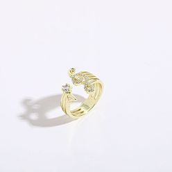 JZ0143-14k Gold Music Note Oil Drop Zircon Ring - Minimalist Luxury 14K Gold Jewelry for Women