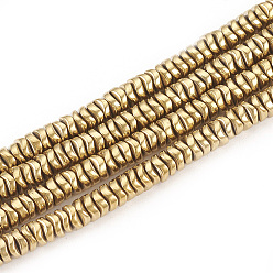 Light Gold Plated Electroplate Non-magnetic Synthetic Hematite Beads Strands, Wavy Disc, Light Gold Plated, 4x1.5mm, Hole: 1mm, about 270pcs/strand, 16.1 inch