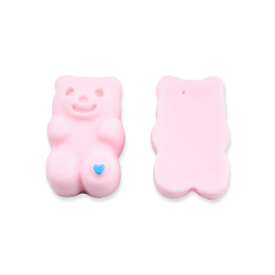 Pink Cabochons en résine opaque, ours avec le coeur, rose, 17x11x6.5mm
