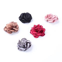 Mixed Color Handmade Cloth Woven Costume Accessories, Flower, Mixed Color, 46~51x26~28mm