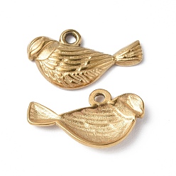 Real 18K Gold Plated Ion Plating(IP) 304 Stainless Steel Charms, Bird Charm, Real 18K Gold Plated, 8.5x15.5x2mm, Hole: 1mm
