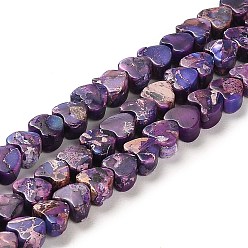 Purple Synthetic Regalite/Imperial Jasper/Sea Sediment Jasper Beads Strands, Dyed, Heart, Purple, 5x6x3~3.5mm, Hole: 1.2mm, about 81~84pcs/strand, 15.94~16.26 inch(40.5~41.3cm)