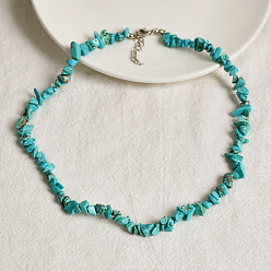 turquoise Beachy Purple Crystal Collar Necklace for Women - Unique Stone Chips and Beads Jewelry