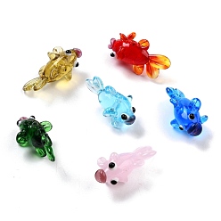 Mixed Color Handmade Lampwork Beads, Goldfish, Mixed Color, 28x15.5x16mm, Hole: 1.7mm