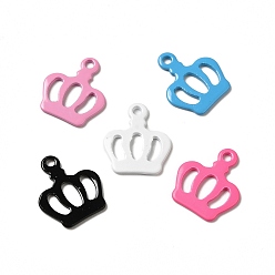 Mixed Color Spray Painted 201 Stainless Steel Charms, Crown Charm, Mixed Color, 13x11x0.5mm, Hole: 1.2mm