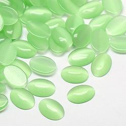 Pale Green Cat Eye Cabochons, Oval, Pale Green, 18x13x2.5~3.5mm