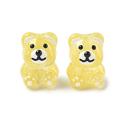 Желтый Стеклянные эмалевые бусины ручной работы, медведь, окрашенная и подогревом, желтые, 18.5x13.5x14 мм, отверстие : 1.5 мм