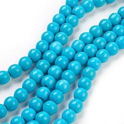 Deep Sky Blue Synthetic Turquoise Beads Strands, Dyed, Round, Deep Sky Blue, 8mm, Hole: 1mm, about 50pcs/strand, 15.35 inch