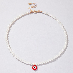 23232-gold Chic and Elegant Pearl Necklace for Women with European Style Eye Pendant