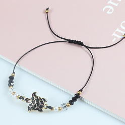 3 Colorful Turtle Bracelet, Ocean-themed Crystal Beads, Shrinkable Handmade Bracelet
