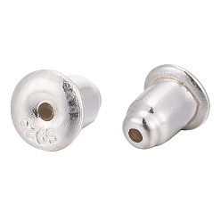 Silver 925 Sterling Silver Ear Nuts, with 925 Stamp, Silver, 5.3x4.2mm, Hole: 0.8mm