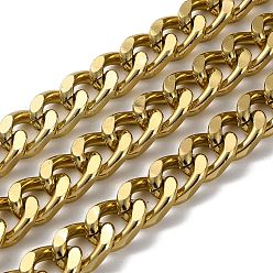 Золотой Оксидированные алюминиевые цепи с алмазной огранкой и гранеными бордюрами, кубинские звенья цепи, несварные, с катушкой, золотые, 16x11.5x5 мм, около 49.21 футов (15 м) / рулон