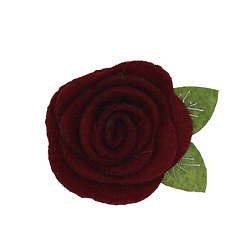 Dark Red Wool Felt Cabochons, Rose, Dark Red, 50x40mm