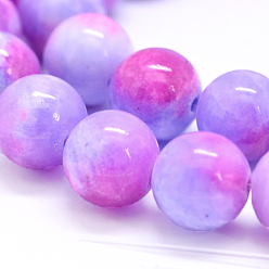 Medium Orchid Natural Persian Jade Beads Strands, Dyed, Round, Medium Orchid, 8mm, Hole: 1.2~1.5mm, about 50pcs/strand, 16 inch