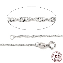 Sterling Silver Rhodium Plated 925 Sterling Silver Necklaces, with Spring Ring Clasps, 16 inch, 1.5mm wide