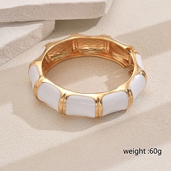 Белый Модные браслеты из цинкового сплава в этническом стиле для пар, прямоугольные, с эмалью, белые, внутренний диаметр: 2-3/8 дюйм (6 см)