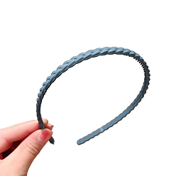 Steel Blue Resin Braided Thin Hair Bands, Plastic with Teeth Hair Accessories for Women, Steel Blue, 120mm