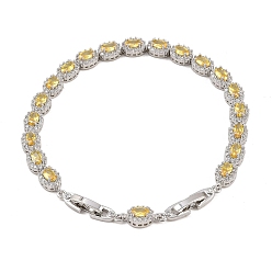 Желтый Теннисные браслеты из платиновой латуни с микропаве из кубических цирконий, браслеты для женщин, овальные, с группы часы застежками, долговечный, желтые, 8-5/8 дюйм (22 см), 6 мм