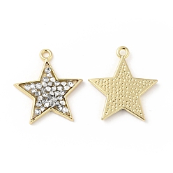 Crystal Rhinestone Pendants, with Light Gold Plated Brass Findings, Star, Cadmium Free & Lead Free, Crystal, 23.5x21.5x3mm, Hole: 1.8mm