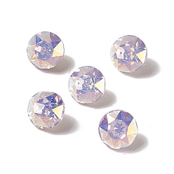 Rose Water Opal Light AB Style Glass Rhinestone Cabochons, Pointed Back & Back Plated, Diamond, Rose Water Opal, 6x4mm