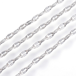 Real Platinum Plated Brass Dapped Chains, Cable Chains, with Spool, Soldered, Flat Oval, Real Platinum Plated, 5x2x0.5mm, about 32.8 Feet(10m)/roll