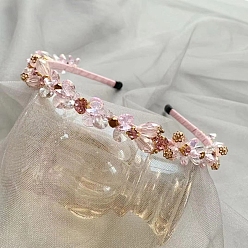 Pearl Pink Shiny Elegant Glass Hair Bands, Party Hair Accessories for Girls Women, Pearl Pink, 380mm
