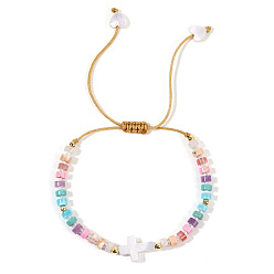 (52) Непрозрачная лаванда Милые ракушки крест-накрест плетеные браслеты, женские украшения из смешанных камней и бисера, разноцветные, 11 дюйм (28 см)