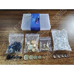 Mixed Color Unicraftale DIY Flat Round Stud Earring Making Kit, Including Transparent Glass Cabochons, Stainless Steel Stud Earring Settings, 304 Stainless Steel Ear Nuts, Mixed Color, Glass Cabochons: 48pcs/box