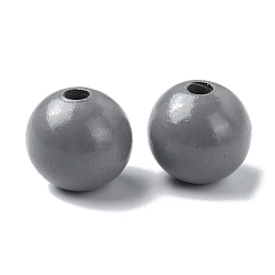 Gray Wood Large Hole European Beads, Round, Gray, 19~20x18mm, Hole: 4.2mm