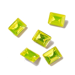 Citrine Opal Style Glass Rhinestone Cabochons, Pointed Back & Back Plated, Faceted, Rectangle, Citrine, 8x6x3.5mm