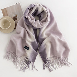 Thistle Polyester Neck Warmer Scarf, Winter Scarf, Gradient Color Tassel Wrap Scarf, Thistle, 2000x650mm