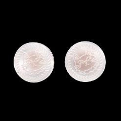 Морская Ракушка 1-отверстия, стержень из полимерного сплава, плоская круглая форма с узором в виде кошки, золотые, цвет морской раковины, 11~11.5x6.5~7 мм, отверстие : 3x2 мм