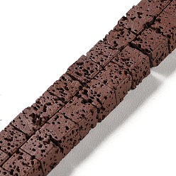 Coconut Brown Synthetic Lava Rock Dyed Beads Strands, Cube, Coconut Brown, 6~7x6~6.5x6~6.5mm, Hole: 0.7mm, about 60pcs/strand, 14.76''(37.5cm)