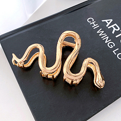 Golden Snake Shape Alloy Large Claw Hair Clips, for Woman Thick Hair, Golden, 49x105x50mm