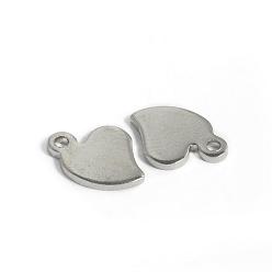 Stainless Steel Color 304 Stainless Steel Charms, Heart, Tag Charms, Stainless Steel Color, 11x8x1mm, Hole: 1.4mm